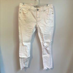 Free People Distressed White Jeans
